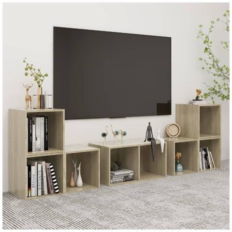 Set Mobile Tv 6 Pz Rovere Sonoma In Legno Multistrato - Foto 8