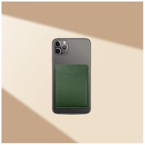 Porta Carte Di Credito Per Telefono In Pelle Pu Sottile Con 2 Scomparti Per Carte Green - Foto 3