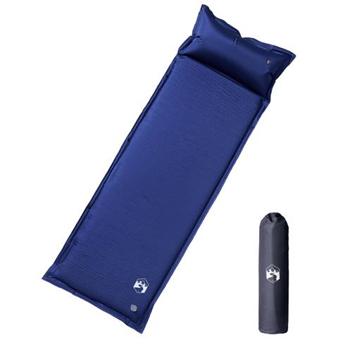 Materasso Campeggio Autogonfiabile Cuscini 1 Persona Blu Marino - Foto 1