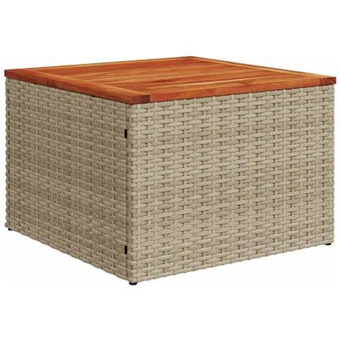 Set di divani da giardino 6 pezzi con cuscini beige in polyrattan acacia, Divano da giardino 2 posti con cuscini beige in polyrattan - Foto 2