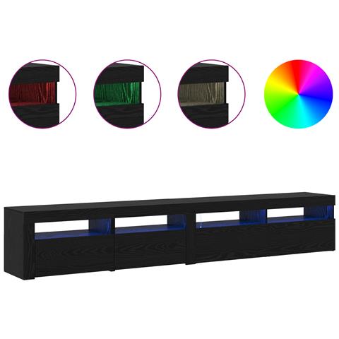 Set di 2 Mobili TV con Luci LED in Rovere Nero Legno Ingegnerizzato,  Mobile TV con Luci LED Rovere Nero 120x35x40 cm Legno Ingegnerizzato - Foto 2