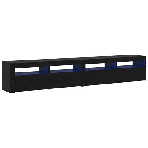 Set di 2 Mobili TV con Luci LED in Rovere Nero Legno Ingegnerizzato,  Mobile TV con Luci LED Rovere Nero 120x35x40 cm Legno Ingegnerizzato - Foto 1