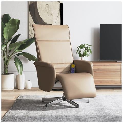 Poltrona Reclinabile con Poggiapiedi Cappuccino in Similpelle - Foto 2
