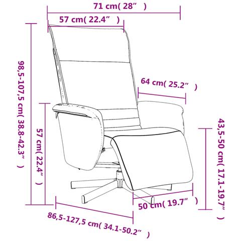 Poltrona Reclinabile con Poggiapiedi Cappuccino in Similpelle - Foto 9