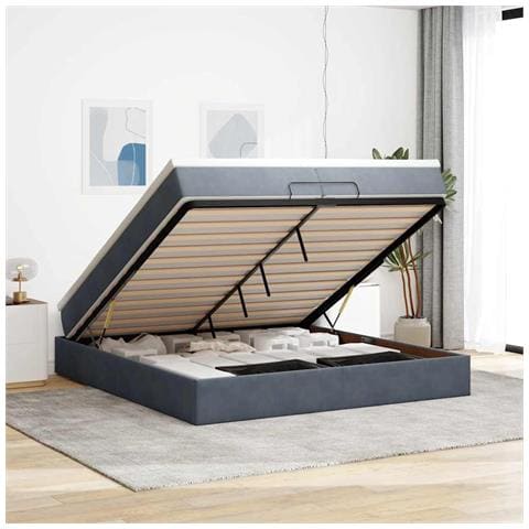 Struttura Letto Pouf con Materassi 200x200 cm Velluto - Foto 2