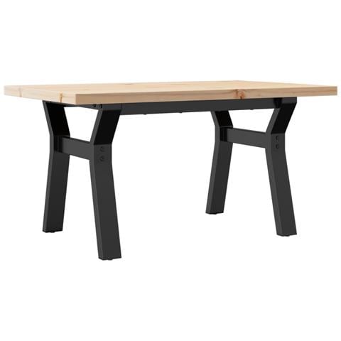 Tavolino Salotto Telaio a Y 80x50x40,5 cm Legno Pino e Acciaio - Foto 1