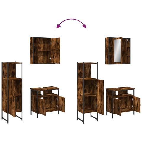 Set Mobili da Bagno 3 pz Rovere Fumo in Legno Multistrato - Foto 9