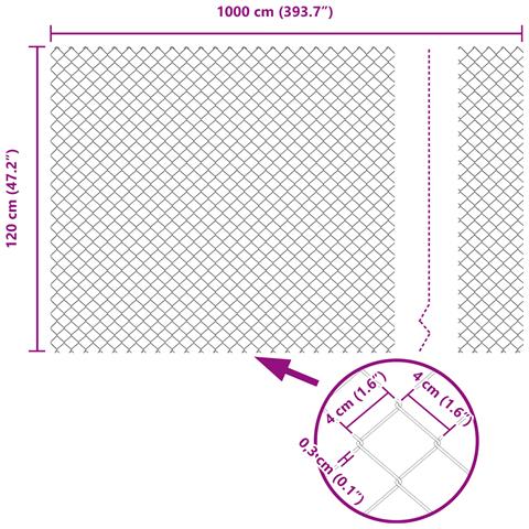 Recinzione a Maglia Chain Link Verde 1,2x10 m Acciaio - Foto 8