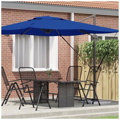 Ombrello da Patio Blu Azzurro Alluminio, Poliestere 3m - Foto 2