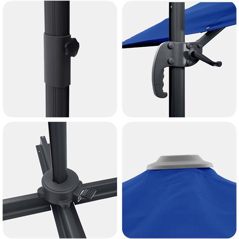 Ombrello da Patio Blu Azzurro Alluminio, Poliestere 3m - Foto 9