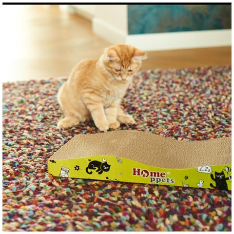 Tiragraffi Per Gatti In Cartone Ondulato Giocattolo Onda Cuccia 45x22x6 Cm Lettino Orizzontale - Foto 2