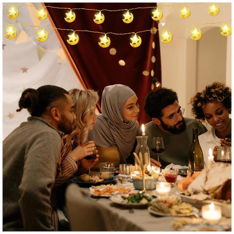 Luci Ramadan Eid Led 6m 40 Diodi Decorazione Stelle E Luna Con Timer - Foto 2