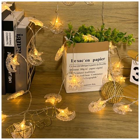 Luci Ramadan Eid Led 6m 40 Diodi Decorazione Stelle E Luna Con Timer - Foto 5