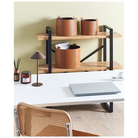 Set Di 3 Cestini Aram Pelle Sintetica Marrone - Foto 1