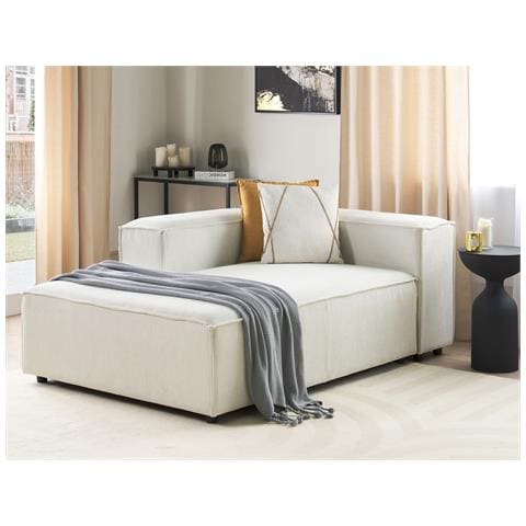 Chaise Longue Ardal Velluto A Coste Bianco Sporco Lato Destro - Foto 1