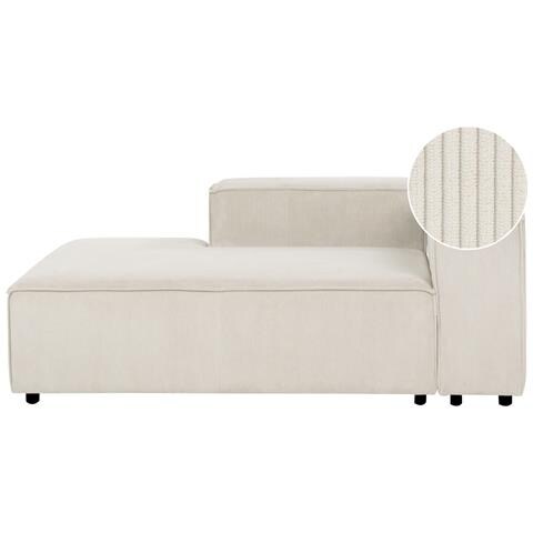 Chaise Longue Ardal Velluto A Coste Bianco Sporco Lato Destro - Foto 2