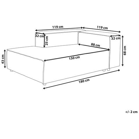 Chaise Longue Ardal Velluto A Coste Bianco Sporco Lato Destro - Foto 8