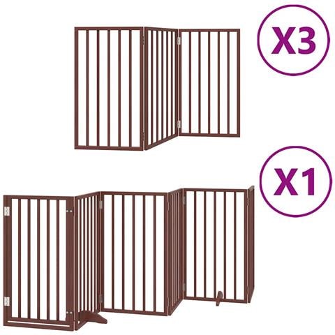 Cancello Cani Porta Pieghevole Marrone 15 Pannelli 750cm Pioppo - Foto 1
