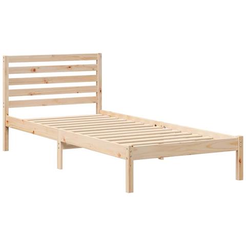 Struttura del letto Marrone 90 x 220 cm Legno di pino massello - Foto 1