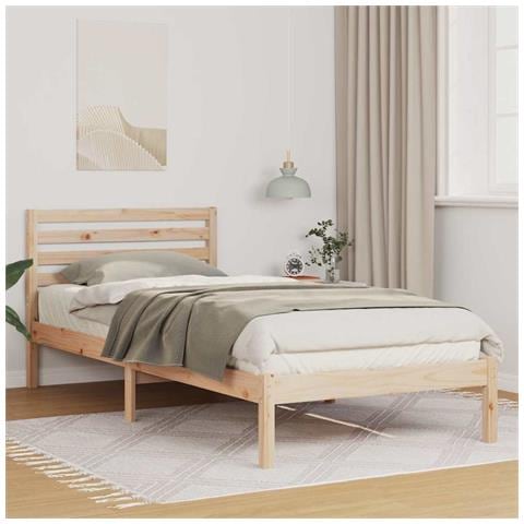 Struttura del letto Marrone 90 x 220 cm Legno di pino massello - Foto 2