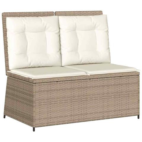 Panca Reclinabile da Giardino con Cuscini Beige in Polyrattan - Foto 1