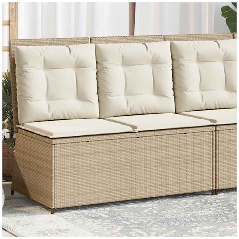 Panca Reclinabile da Giardino con Cuscini Beige in Polyrattan - Foto 2