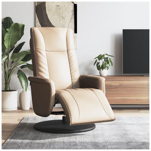 Poltrona Reclinabile con Poggiapiedi Cappuccino in Similpelle - Foto 2