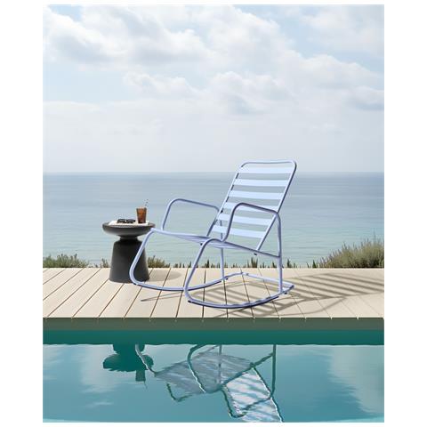 Sedia A Dondolo Da Giardino Turi Metallo Azzurro - Foto 1