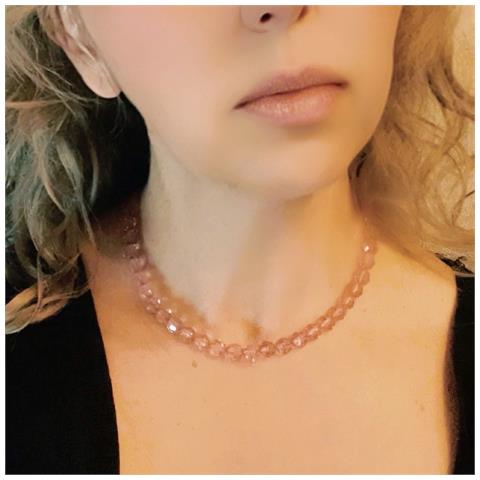 Set Di Collana E Bracciale Con Perline Sfaccettate Rosa. Regolabile - Foto 5