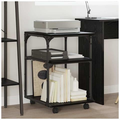 Supporto per Stampante Rovere Nero 43 x 48 x 64 cm - Foto 2