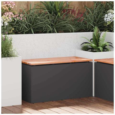 Panchina da giardino Nero 80 x 40 x 43 cm Acciaio - Foto 2