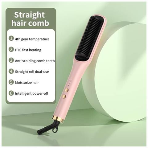 Spazzola Elettrica Lisciante Per Capelli: Doppio Uso, Riscaldamento Rapido Ptc E Design Antiscottatura Pink - Foto 1