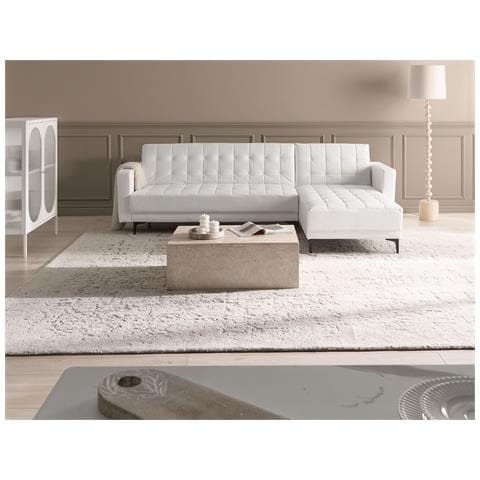 Divano Letto Angolare Modulare 4 Posti Aberdeen Pelle Sintetica Bianco Lato Sinistro - Foto 1