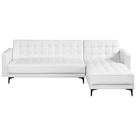 Divano Letto Angolare Modulare 4 Posti Aberdeen Pelle Sintetica Bianco Lato Sinistro - Foto 2