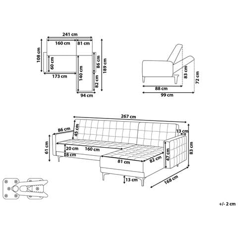 Divano Letto Angolare Modulare 4 Posti Aberdeen Pelle Sintetica Bianco Lato Sinistro - Foto 6