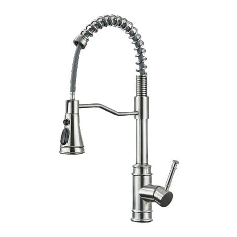 Rubinetto per lavello da cucina, Blackswan, tipo M322, modello nichelato con 3 modalità e doccia retrattile, misura 49 cm - Foto 1