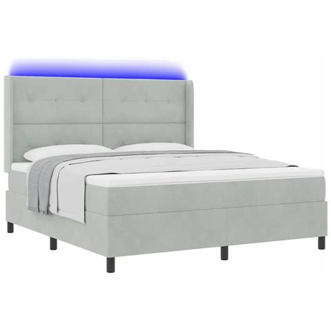Letto a molle con materasso Grigio chiaro 180 x 200 cm Velluto - Foto 1