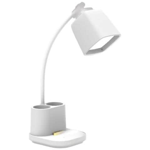 Lampada Da Scrivania Con Portapenne Bianca, Doppia Ricarica Usb, 48 2835 Led, Touch Dimmerabile Con Memoria Temperatura Colore - Foto 1