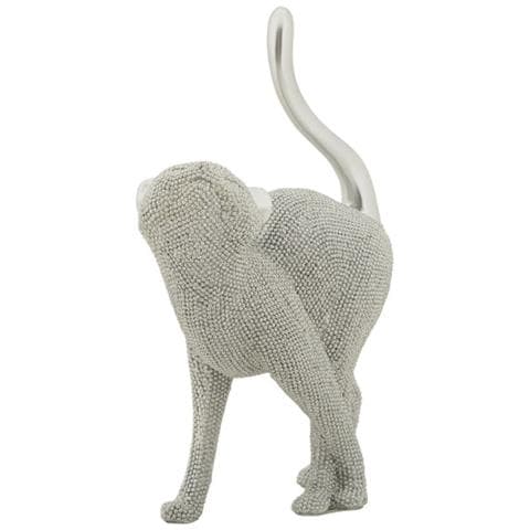 Scultura Gatto Sparky In Resina Argento Effetto Cristalli - Foto 2