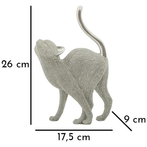 Scultura Gatto Sparky In Resina Argento Effetto Cristalli - Foto 6