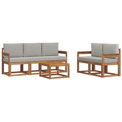 Set di divani da esterno 6 pcs Grigio Naturale e Chiaro - Foto 1