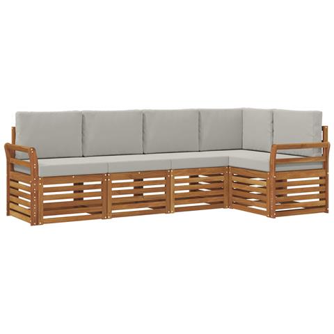 Set divani con cuscino 5 pcs Grigio Naturale e Chiaro - Foto 1
