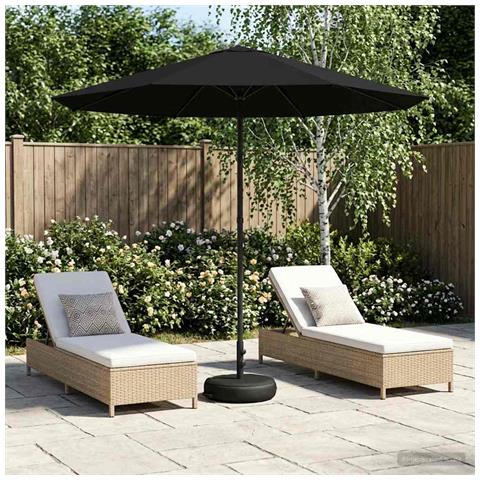 Ombrello da giardino 230 x 230 cm Poliestere Rettangolare Nero - Foto 2