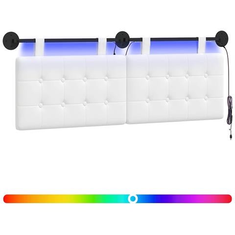 Testiera sospesa Con luce LED Bianco Tessuto - Foto 1