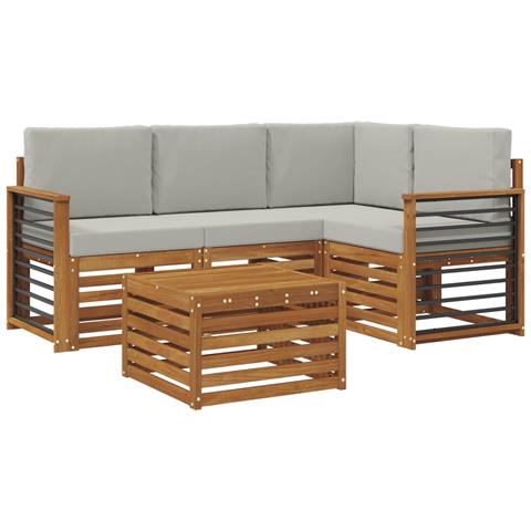 Set di divani da esterno 5 pcs Grigio Naturale e Chiaro - Foto 1