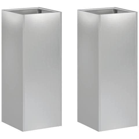 Vaso da giardino 2 pz Argento 20 x 20 x 50 cm Acciaio zincato - Foto 1