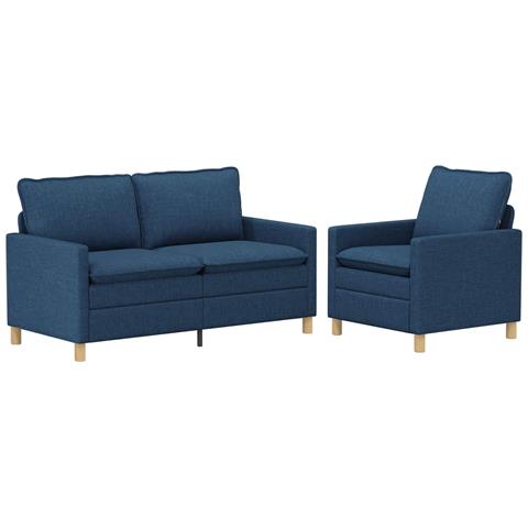 Set di divani 2 pz Blu Tessuto - Foto 1