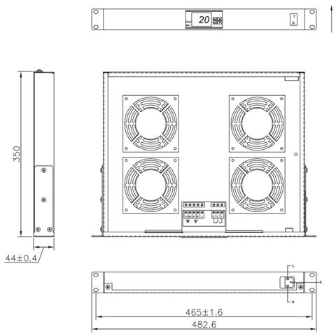 I-CASE FAN-TC4G - Gruppo 4 Ventole 1U per Rack 19'' con Termostato LED Grigio - Foto 3