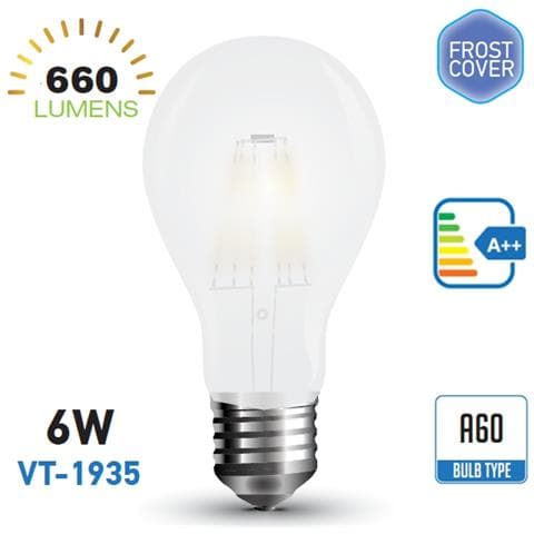 Lampadine Led E27 6w A60 Filamento Smd Bulbo Frost Luce Fredda 6400k Vt-1935 4482 - Foto 1
