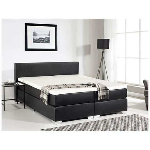 Letto Boxspring In Pelle Nera 160 X 200 Cm President - Foto 2